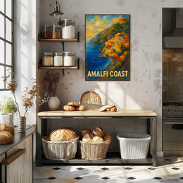 Amalfi Coast Poster Wall Art Coastal Decor Mediterranean