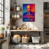 Dwight D. Eisenhower 34th President of the United States Neon Gradient Overlay Poster