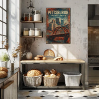 Pittsburgh Vintage Cityscape Retro Poster