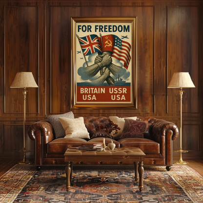 Allied Unity for Freedom WWII Propaganda Poster