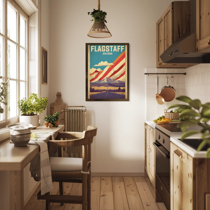 Flagstaff Arizona Mountains Roadscape Vintage Travel Poster