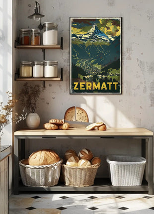 Matterhorn Scenic Travel Poster with Vintage Retro Design