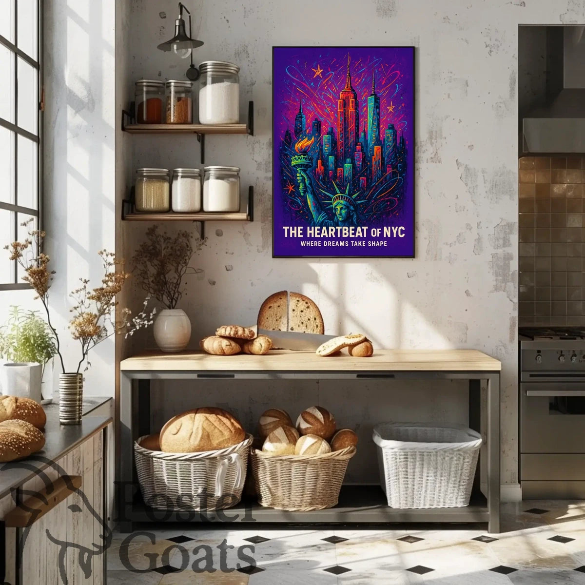 Vibrant New York Cityscape Poster with Modern Urban Art