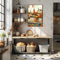 European Cityscape Poster: Stockholm Autumn Waterfront Scene
