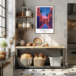 Marrakech Street Scene Evening Travel Poster
