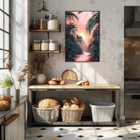 Tropical Rainfall at Sunset Art Print Poster for Home Decor PosterGoat
