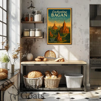 Bagan Travel Poster: Vintage Art of Timeless Beauty