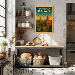 Bagan Travel Poster: Vintage Art of Timeless Beauty