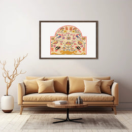 Folk Art Birds and Flowers Decorative Illustration Poster