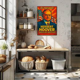 Herbert Hoover 31st President of the United States Colorful Comic Book Style Poster