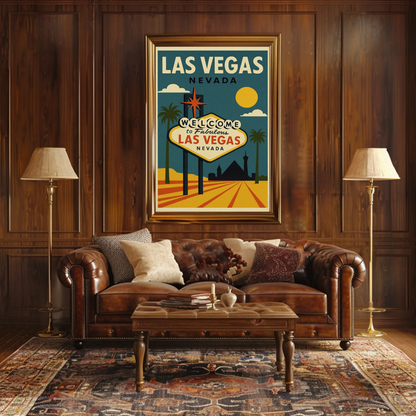 Classic Las Vegas Welcome Sign Retro Art Poster