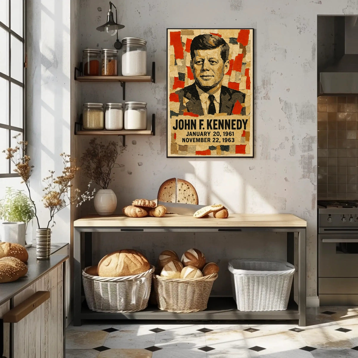 John F. Kennedy 35th President of the United States Layered paper Collage Poster