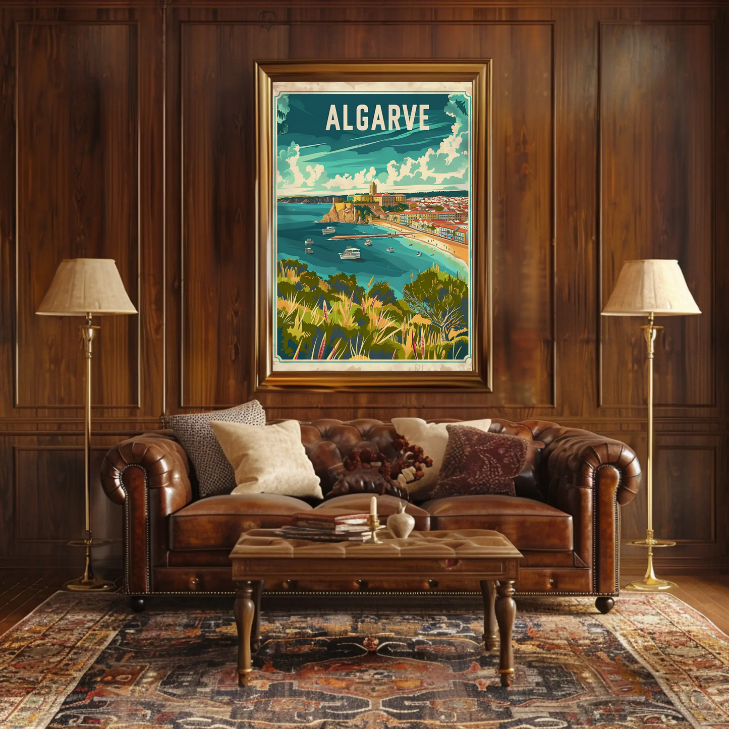 Algarve Portugal Coastal Town Travel Poster