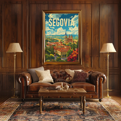 Segovia Cityscape Skyline and Architecture Travel Poster