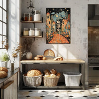 Dancing Skeleton Joyful Starry Night Whimsical Poster