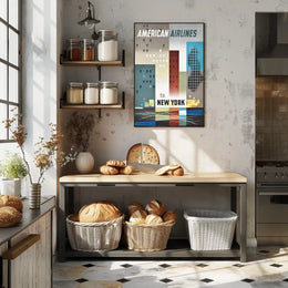 American Airlines New York City Poster Vintage Wall Art