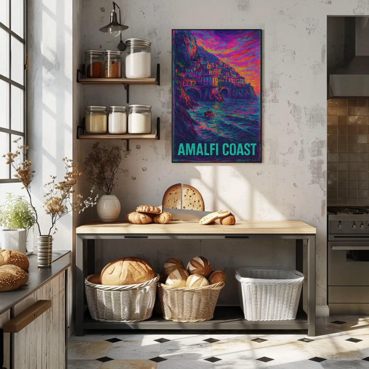 Amalfi Coast Vibrant Seascape Poster Turquoise Waters