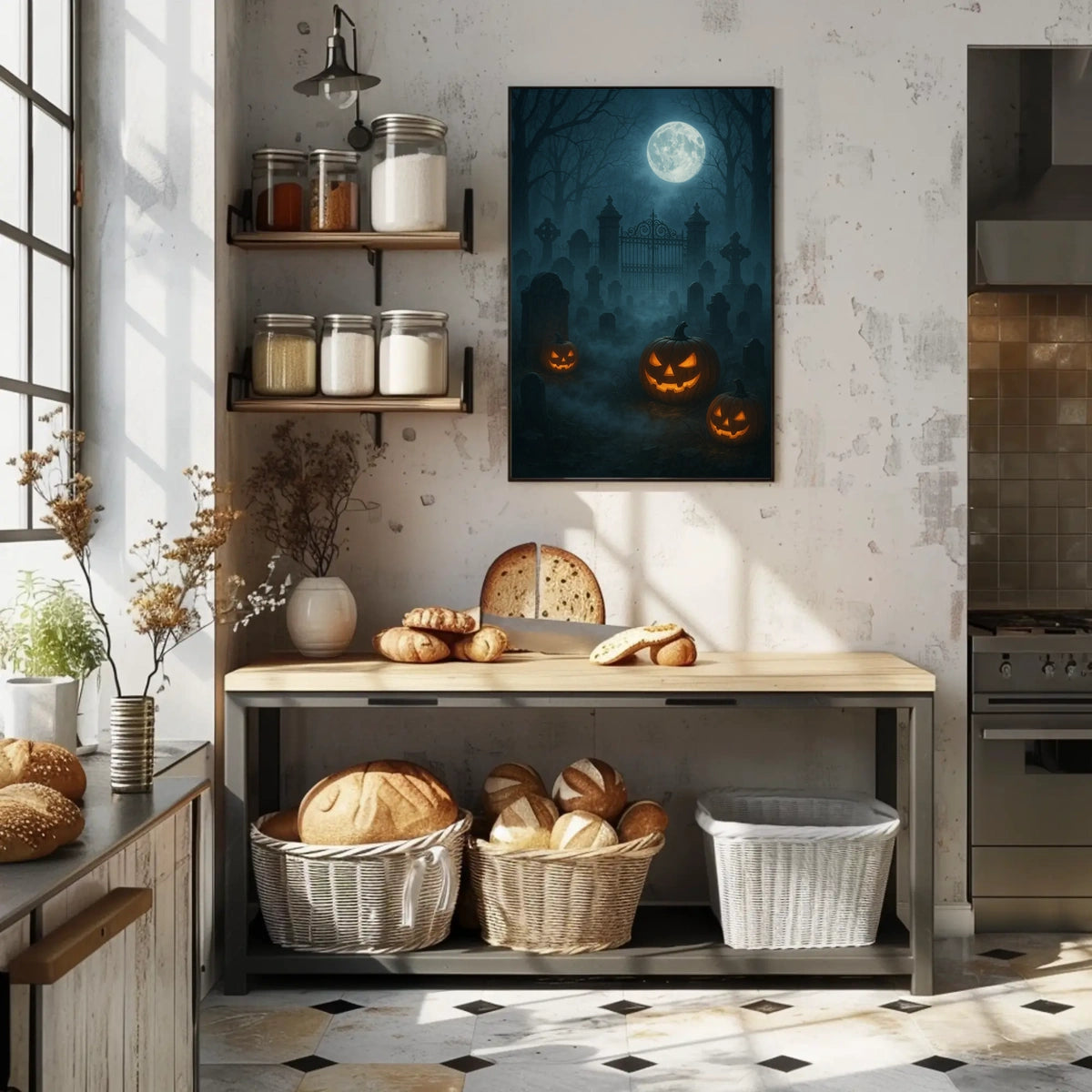 Haunted Graveyard Under The Full Moon Poster