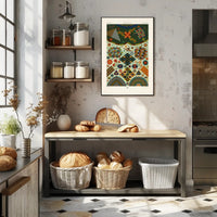 Japanese Pattern Harmony: Vibrant Geometrical and Floral Tapestry Poster