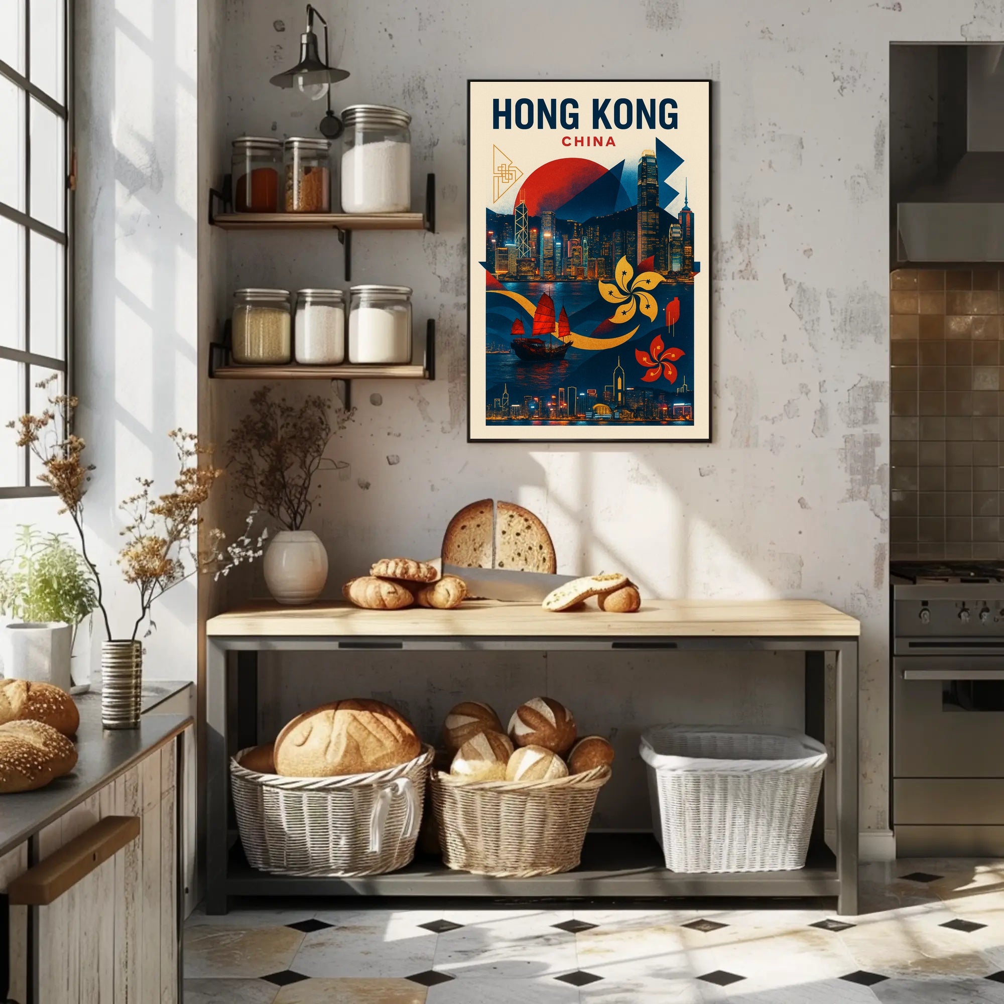 Hong Kong  A Vibrant Cityscape Poster PosterGoat
