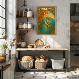 Amalfi Coast Art Nouveau Style Poster
