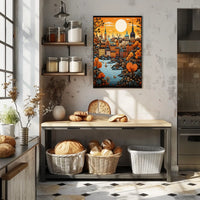 Stylized European Cityscape Art Print Cultural or Heritage Poster