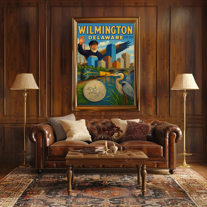 Wilmington Delaware Sailor Heron Train Travel Poster