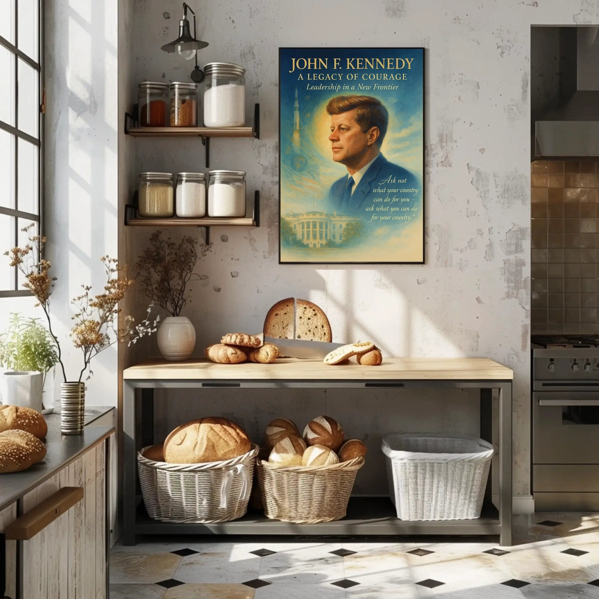 John F. Kennedy Inspirational Leadership Art Poster