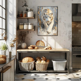 Majestic White Tiger in Motion Animal Poster