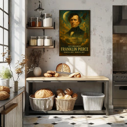 Franklin Pierce 14th President Historical Portrait Neoclassical Realism Vintage Patriotism Poster
