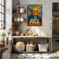 James K. Polk 11th President of the United States Colorful Comic Book Style Poster