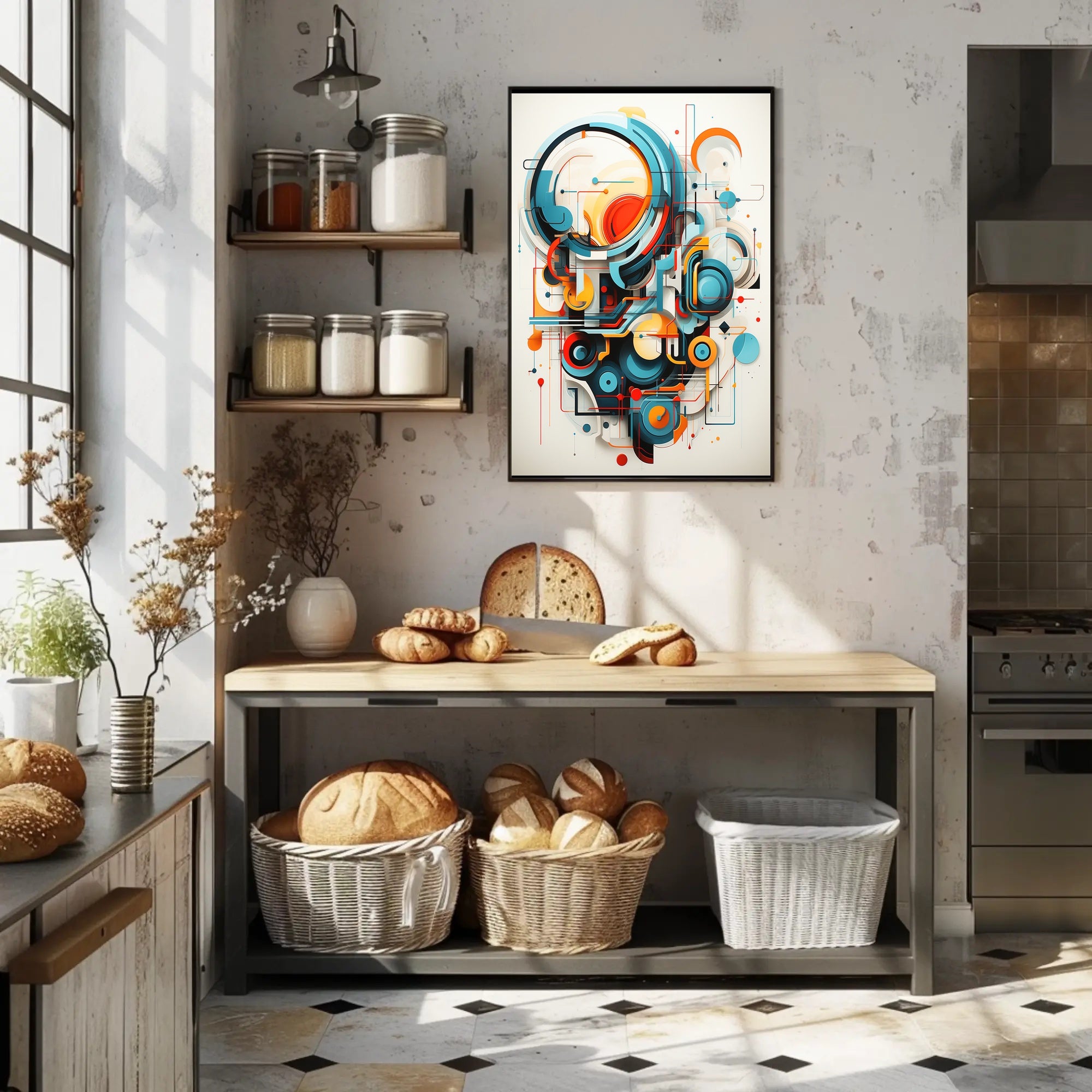 Futuristic Geometric Abstraction Art Print - Abstract Poster