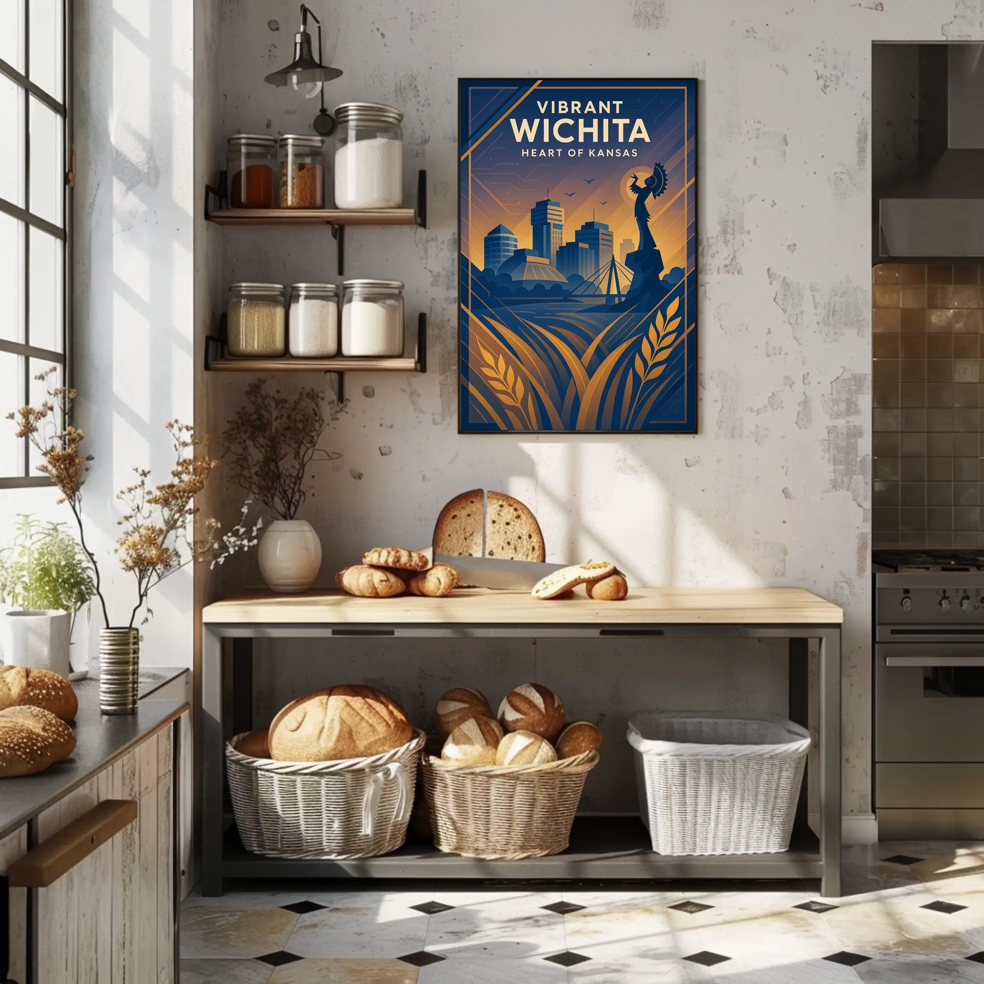 Vibrant Wichita Modern Cityscape: Urban or Cityscape Poster PosterGoat