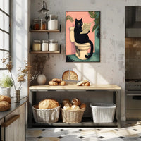 Curious Cat Poster Whimsical Bathroom Art Print