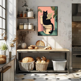 Curious Cat Poster Whimsical Bathroom Art Print