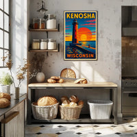 Kenosha Lighthouse at Sunset Poster