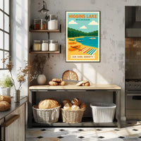 Higgins Lake Getaway: Modern Travel Poster