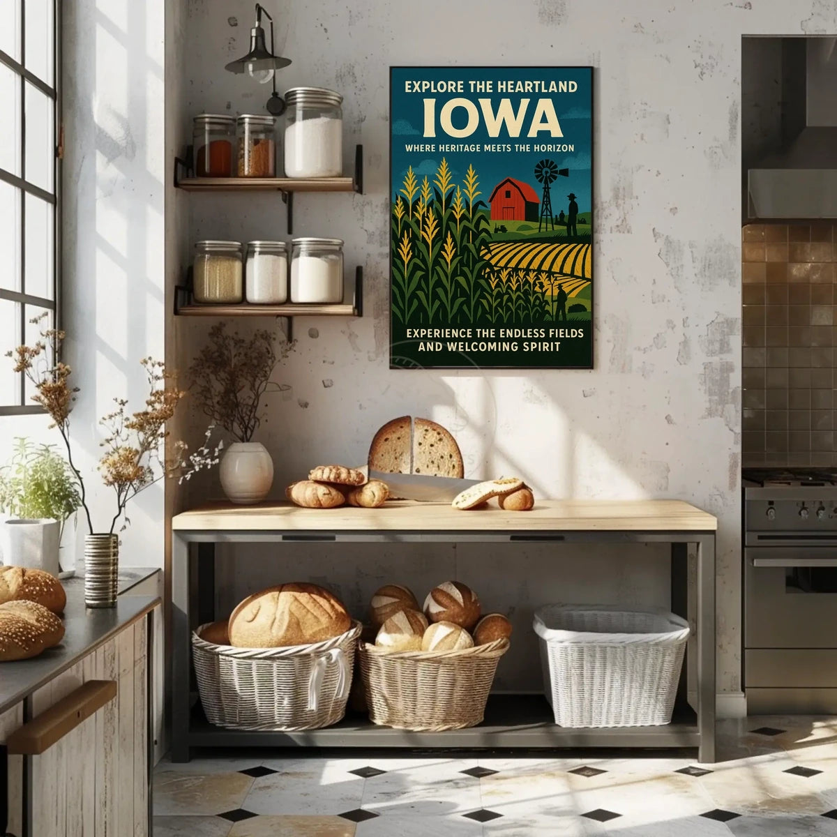 Idyllic Iowa Fields Vintage Travel Poster