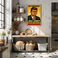 John F. Kennedy 35th President of the United States Inked Comic Style Poster