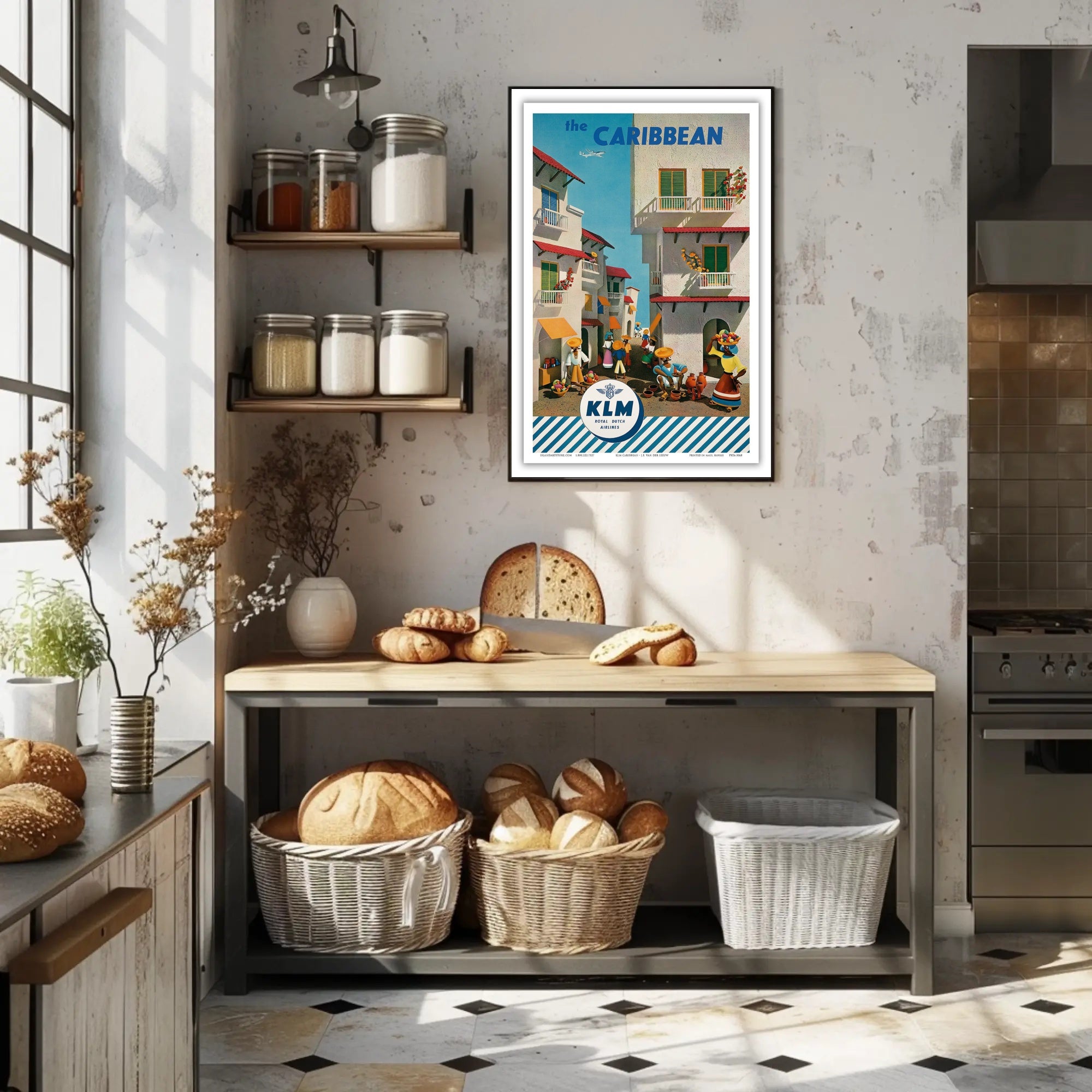 KLM Caribbean Adventure Vintage Travel Poster PosterGoat