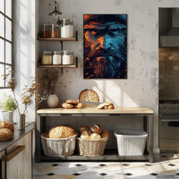 Rugged Duality: Fiery Orange and Cool Blue Poster PosterGoat