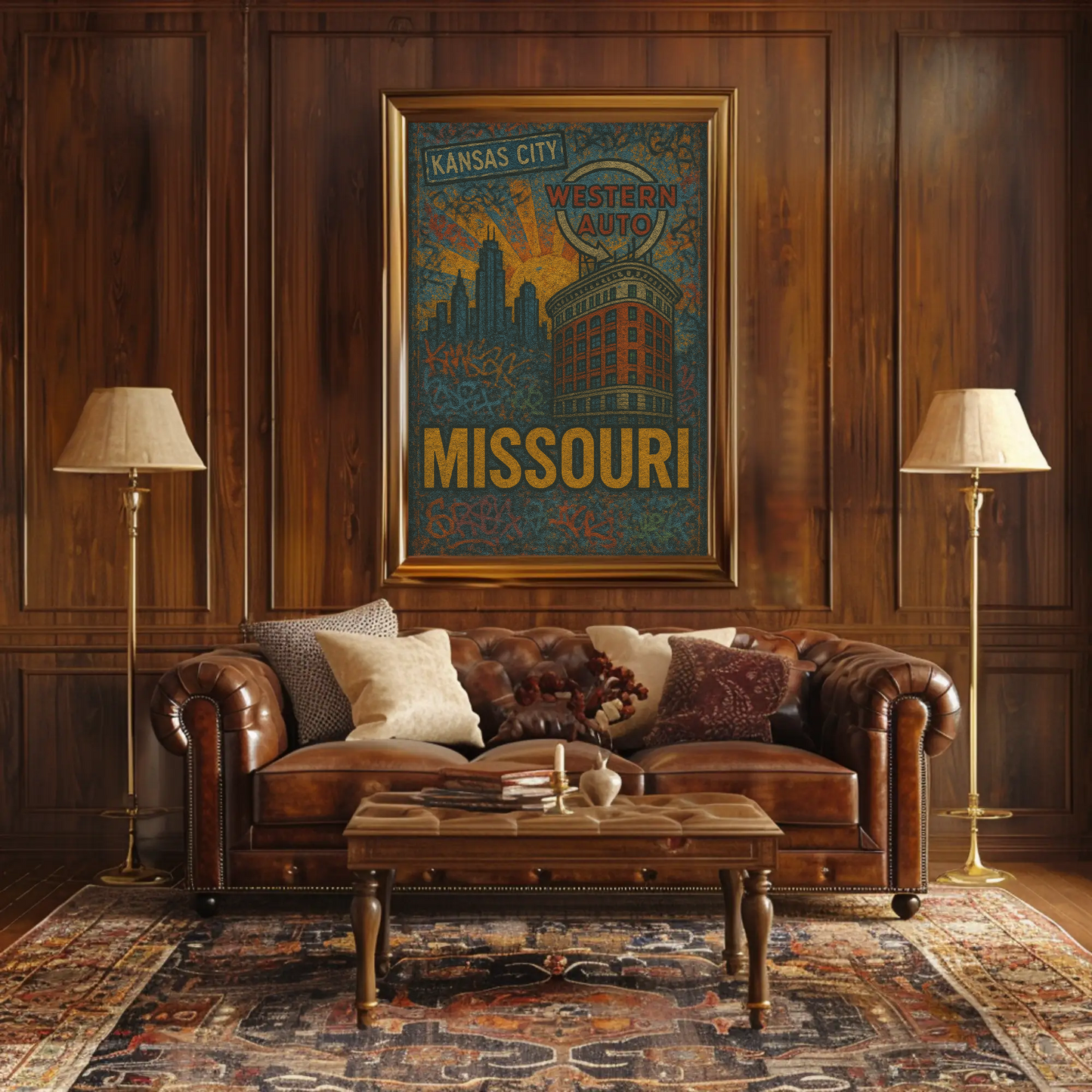 Kansas City Missouri Western Auto Urban Grunge Travel Poster