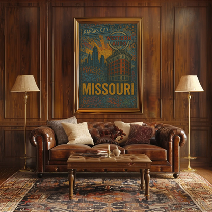 Kansas City Missouri Western Auto Urban Grunge Travel Poster