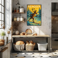 Reindeer On Skis Poster