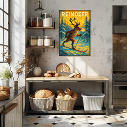 Reindeer On Skis Poster