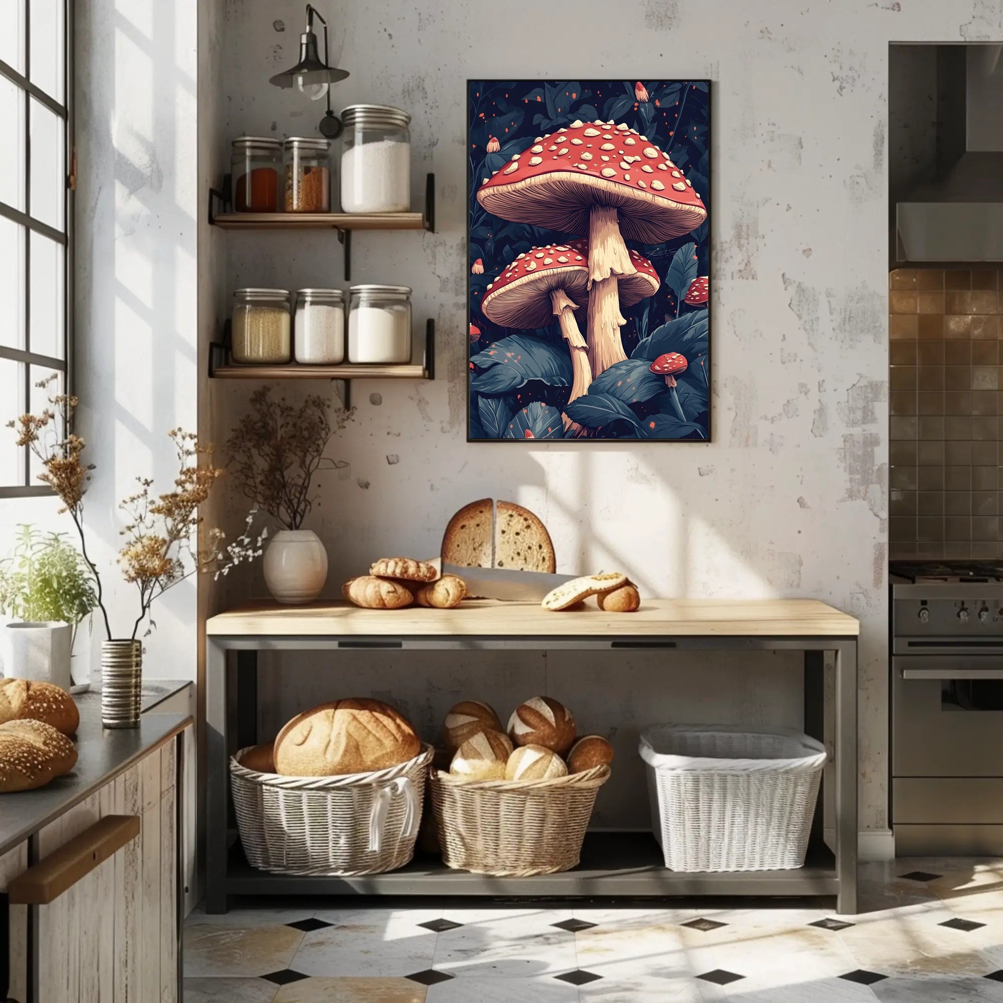 Enchanted Mushrooms Wall Art Print Decor