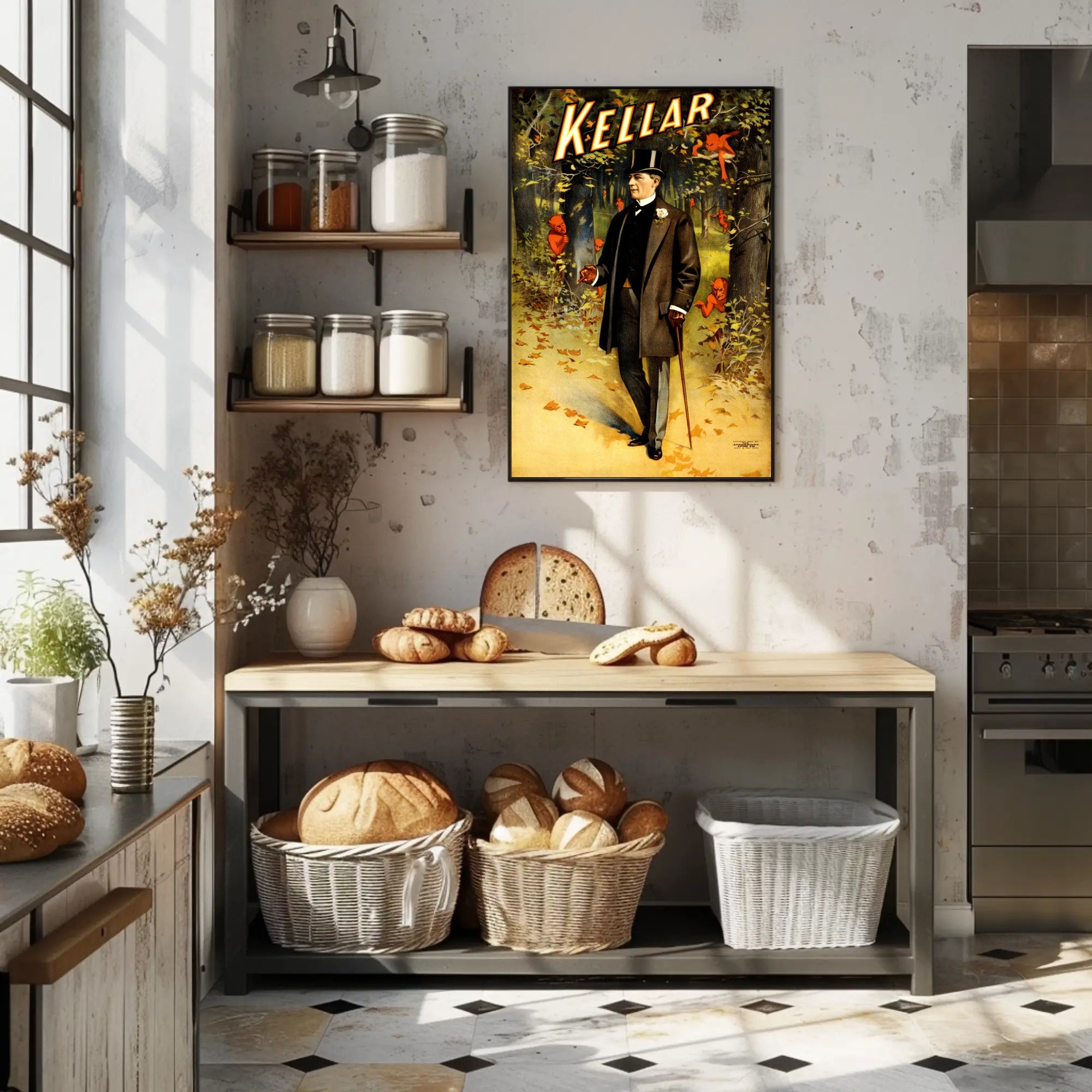 Magical Performer with Imps in Enchanted Forest Artistic Poster
