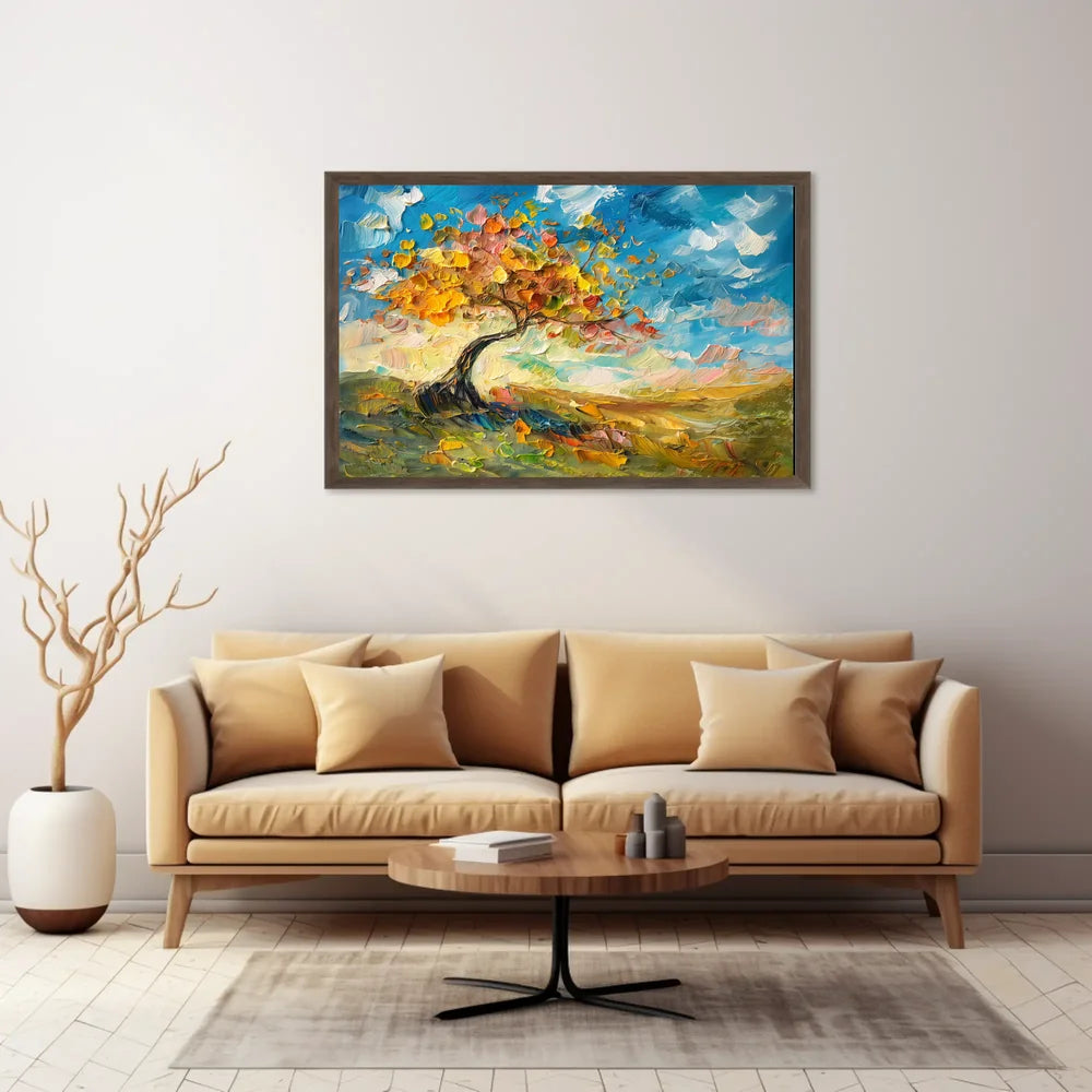Vibrant Autumn Tree Impressionistic Art Poster Print