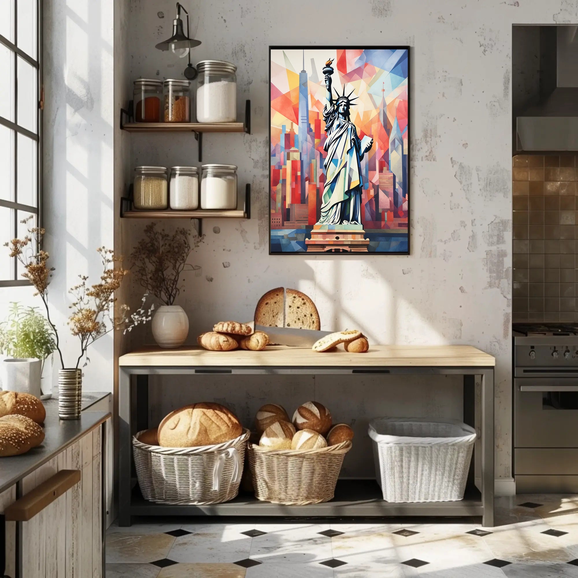 Statue Of Liberty Geometric NYC Poster Abstract Wall Art