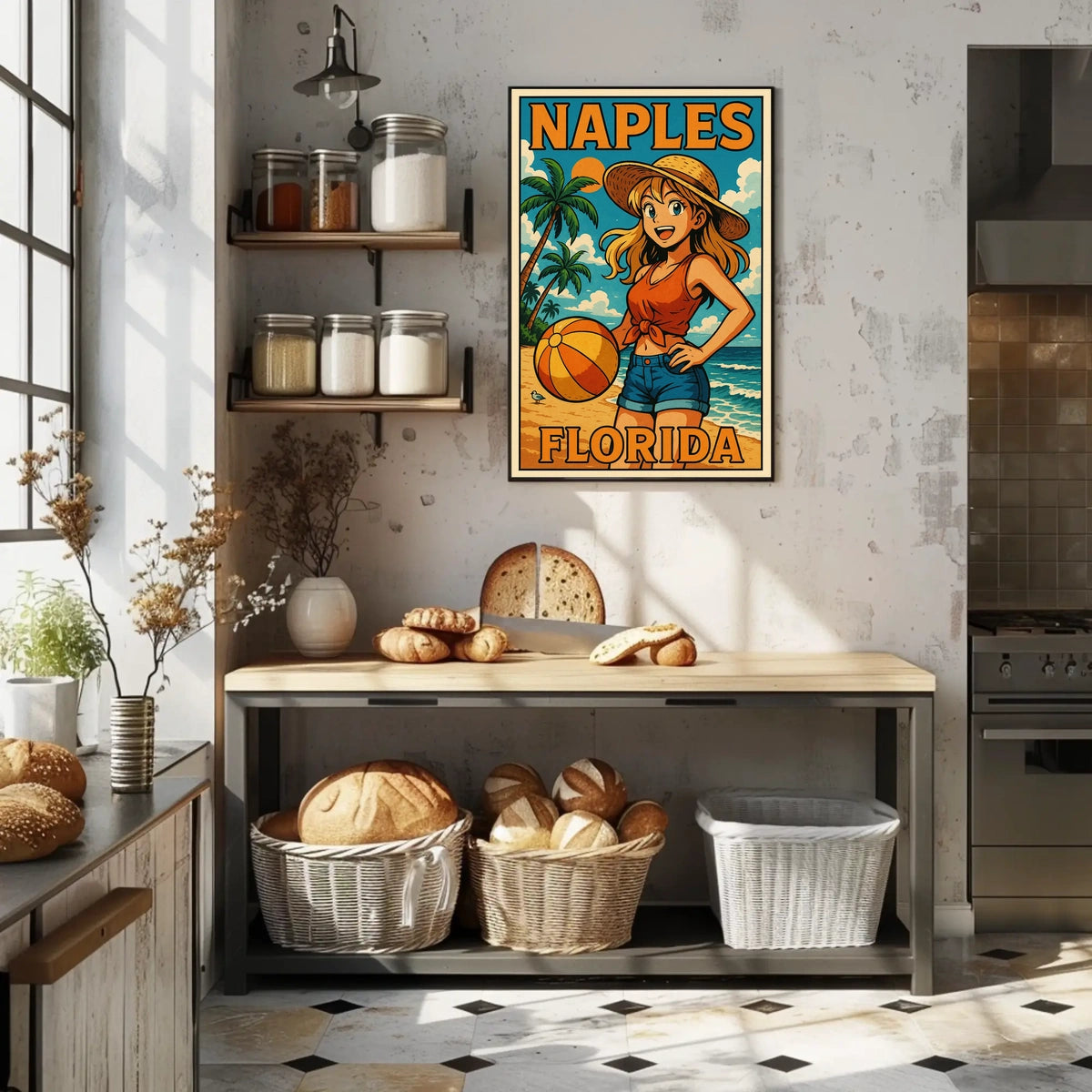 Naples Florida Beach Vibes Poster Coastal Wall Art 18x24